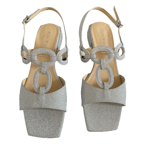 New $499 Ron White Beverly Silver Glitter Special Occasion Sandal Shoes 41 US 10 - Picture 5 of 7